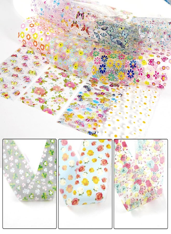 SILPECWEE 300Pcs Flowers Nail Foil, Holographic Nail Art Foil Flower Transfer Foils Paper 3D Floral Nails Stickers Fingernail Wraps Decals Manicure Design Kit Nails Decoration - Image 5